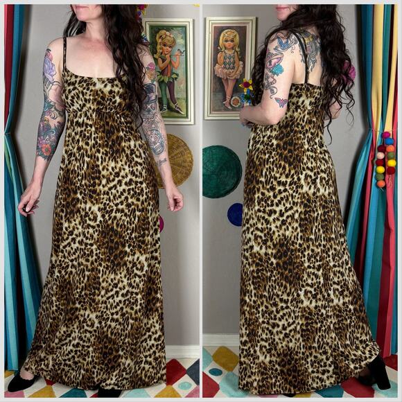 Vintage 1990s Leopard Print Sleeveless Slipdress - Picture 4 of 7